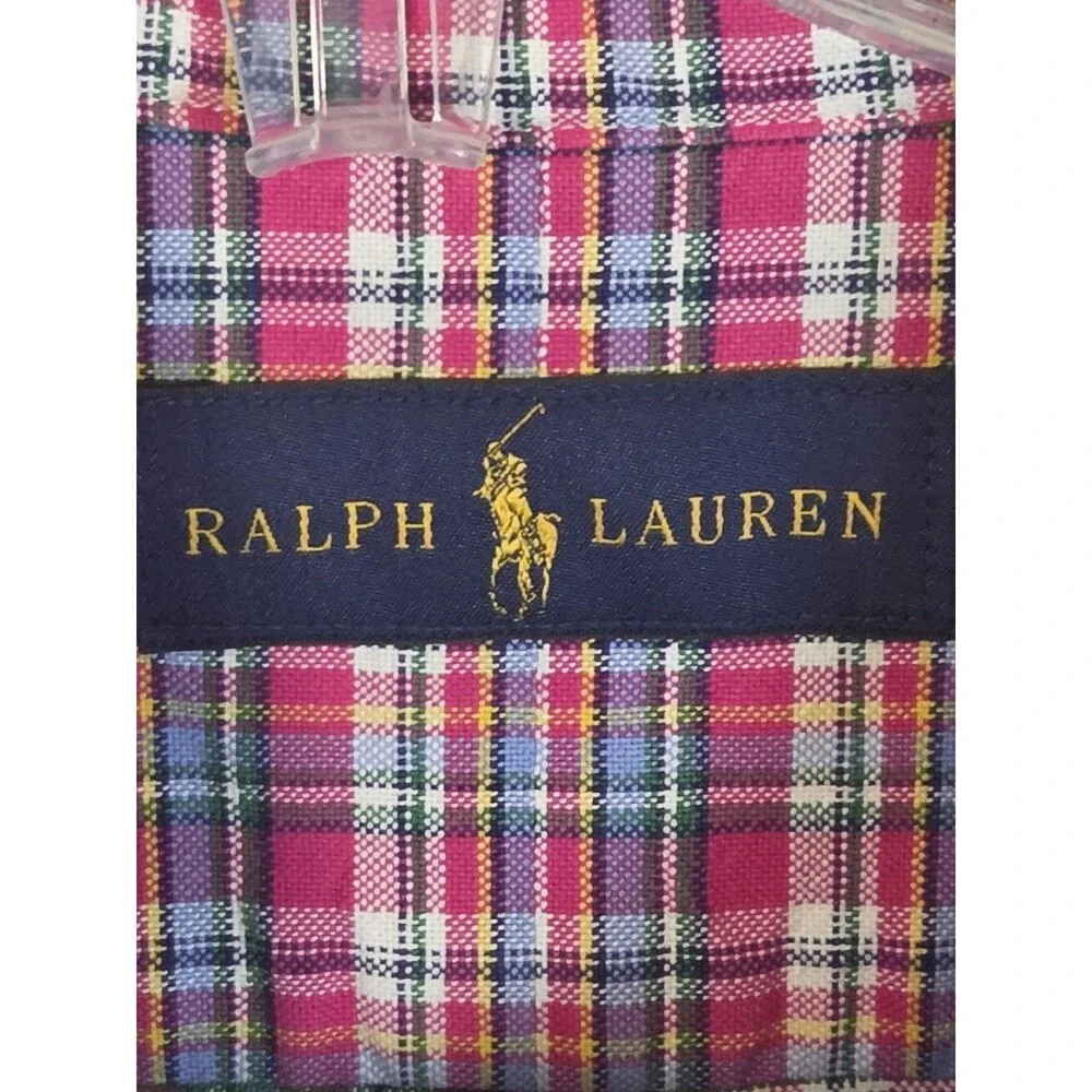 Polo Ralph Lauren Shirt Mens XL Pink Plaid Flesh Pony Button Down Oxford